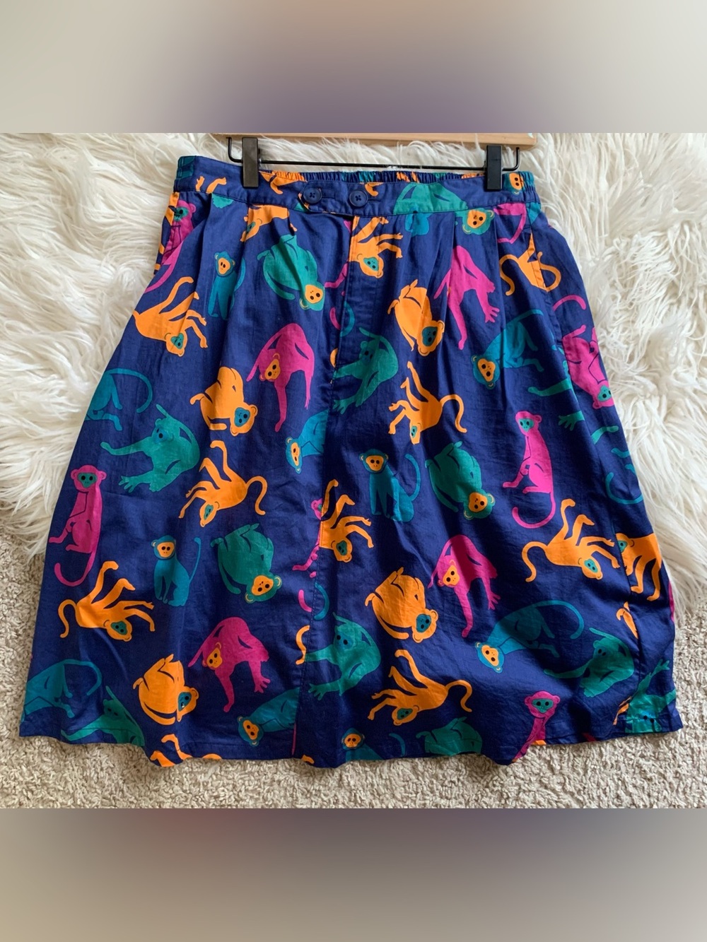 ModCloth Monkey Midi Skirt Blue Multicolor Size Large